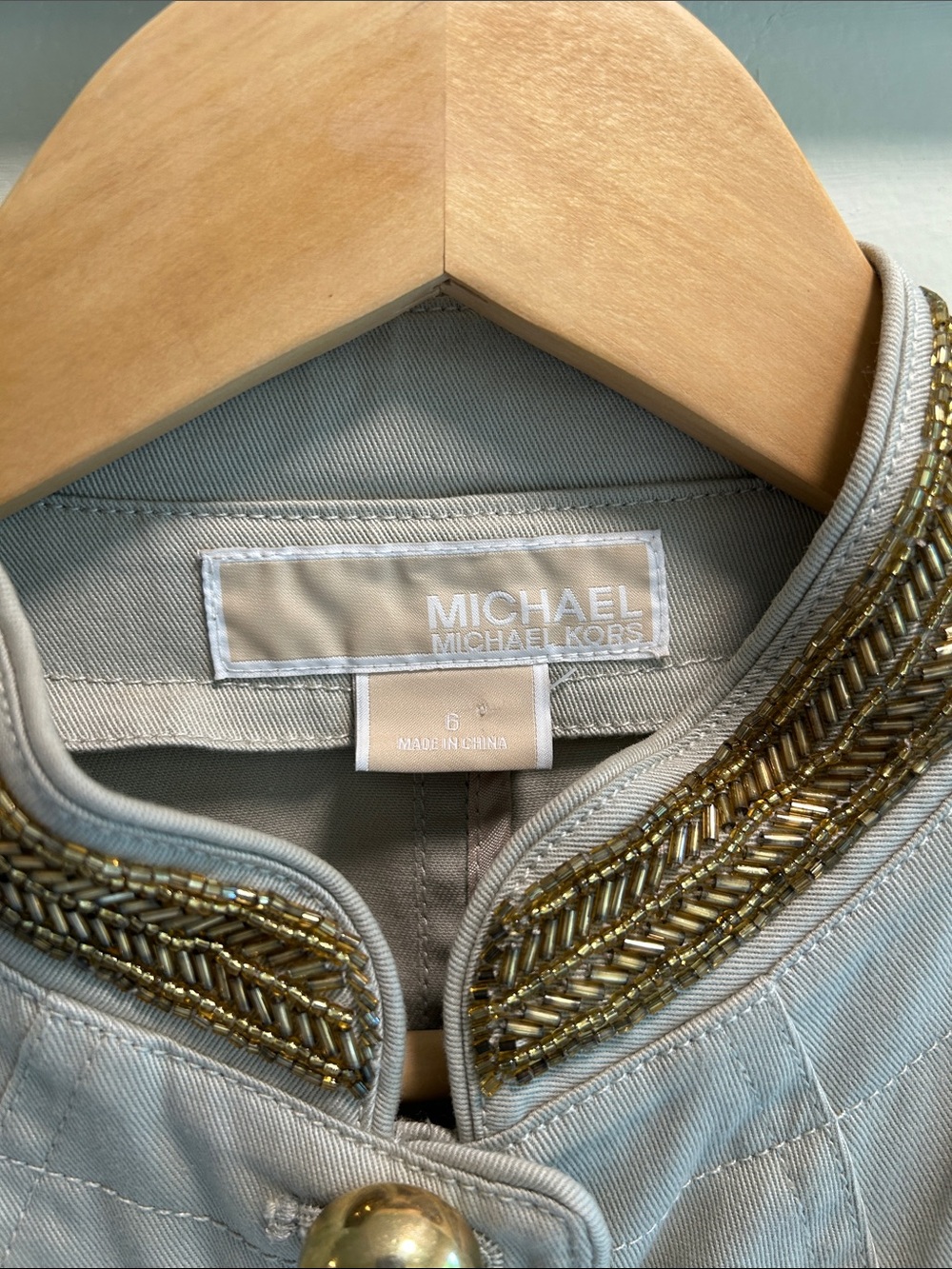 Michael Kors Cream Military-Style Button Front Jacket - Picture 2 of 6